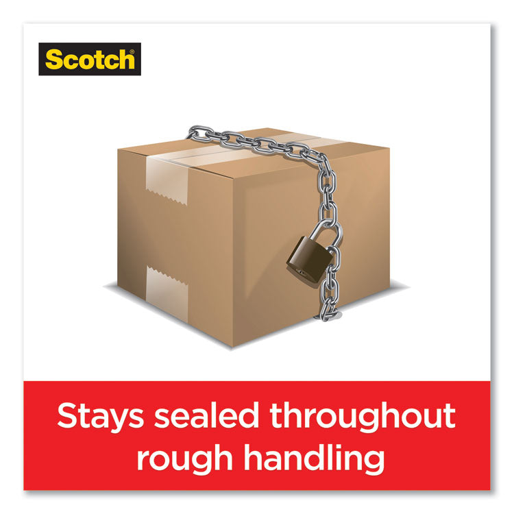 Scotch® Box Lock Shipping Packaging Tape, 1.5" Core with Dispenser, 1.88" x 22.2 yds, Clear, 6/Pack (MMM1956)