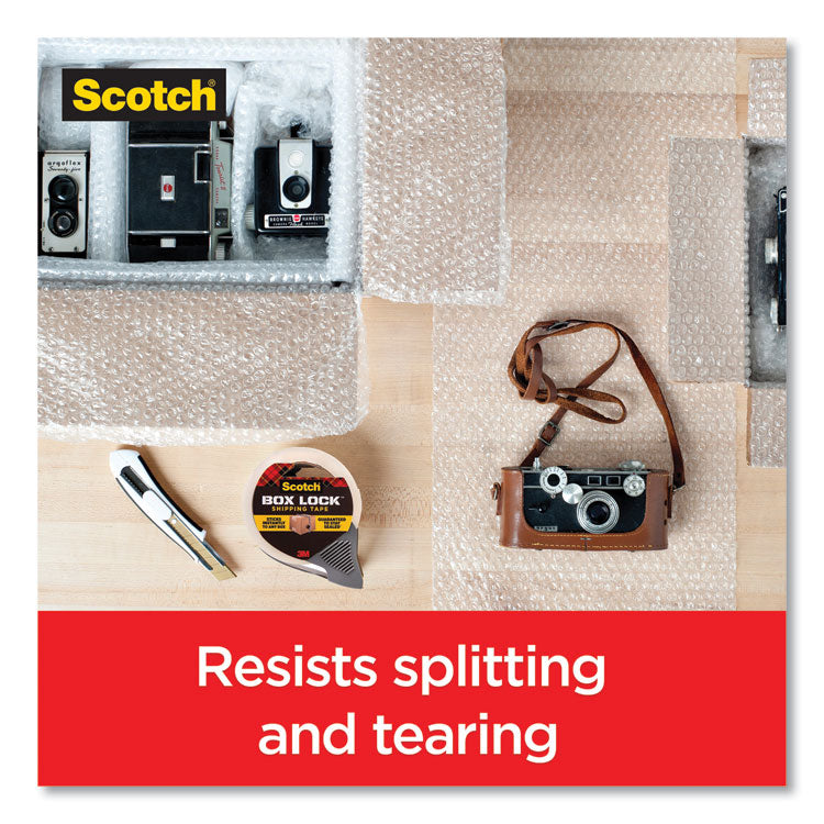 Scotch® Box Lock Shipping Packaging Tape, 1.5" Core with Dispenser, 1.88" x 22.2 yds, Clear, 6/Pack (MMM1956)