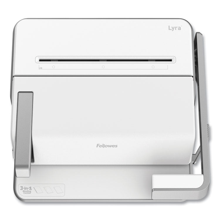 Fellowes® Lyra 3-in-1 Binding Center, 300 Sheets, 16.63 x 15.62 x 6.03, White/Gray (FEL5603001)