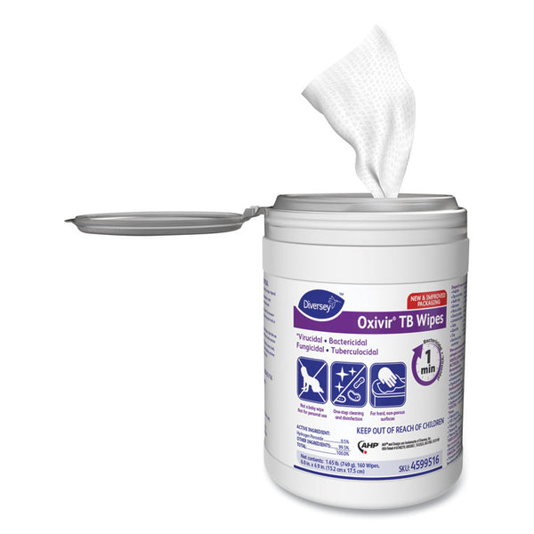 Diversey™ Oxivir TB Disinfectant Wipes, 7 x 6, White, 160/Canister, 12 Canisters/Carton (DVO4599516)