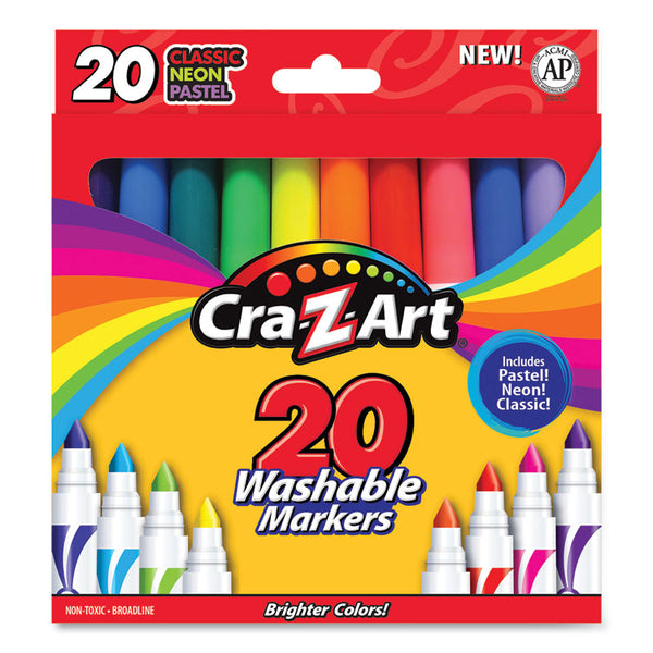 Cra-Z-Art® Washable Markers, Broad Bullet Tip, Assorted Classic/Neon/Pastel Colors, 20/Set (CZA44402WM20) Each