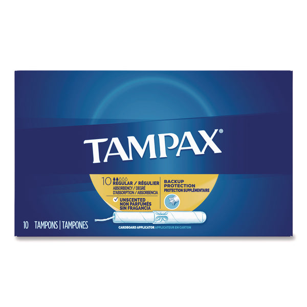Tampax Cardboard Applicator Tampons, Regular, 10/Box (PGC21409) Box of 10