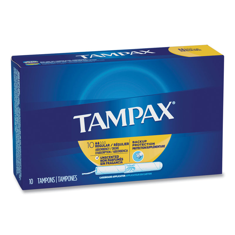 Tampax Cardboard Applicator Tampons, Regular, 10/Box (PGC21409) Box of 10