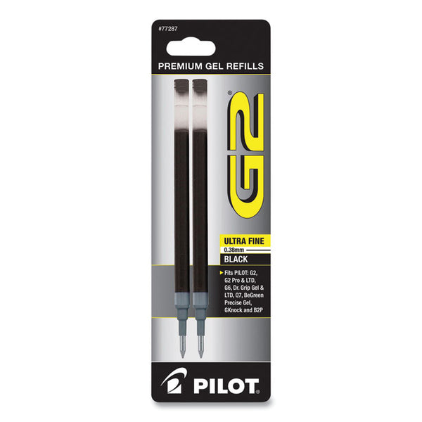 Pilot® Refill for Pilot G2 Gel Ink Pens, Ultra-Fine Conical Tip, Black Ink, 2/Pack (PIL77287)