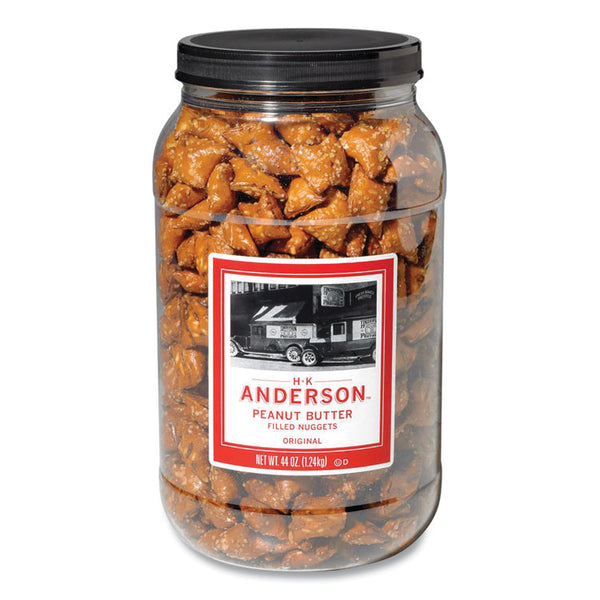 HK Anderson™ Peanut Butter Filled Pretzel Nuggets, 44 oz Canister (APB7543670105)