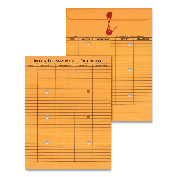 Universal® Light Brown Kraft String/Button Interoffice Envelope, #97, Two-Sided Five-Column Format, 10 x 13, Light Brown Kraft, 100/Box (UNV63568)