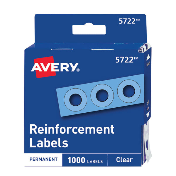 Avery® Dispenser Pack Hole Reinforcements, 0.25" Dia, Clear, 1,000/Pack, (5722) (AVE05722)