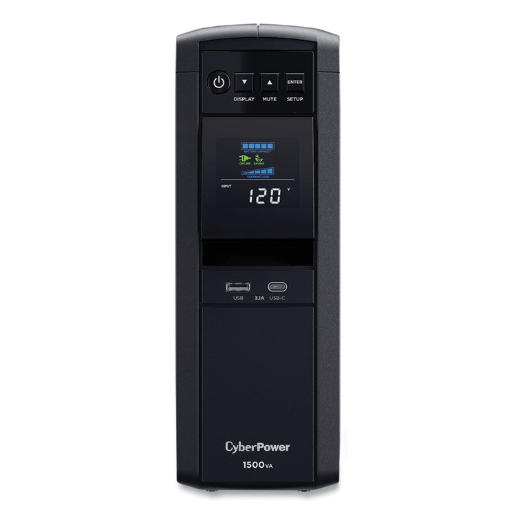 CyberPower® PFC Sinewave CP1500PFCLCD UPS Battery Backup, 12 Outlets, 1,500 VA, 1,030 J (CYPCP1500PFCLCD)