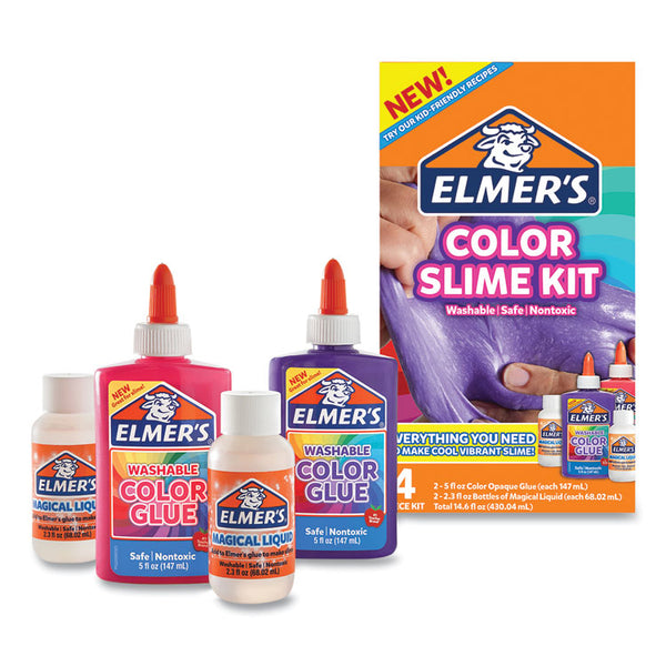 Elmer's® Color Slime Kit, (1) 5 oz Pink Color Glue, (1) 5 oz Purple Color Glue, (2) 2.3 oz Elmer's Magical Liquid (EPI2062233)