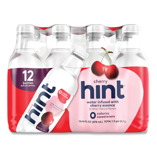 Hint Flavored Water, Cherry, 16 oz Bottle, 12 Bottles/Carton (HIN00157) Case of 12
