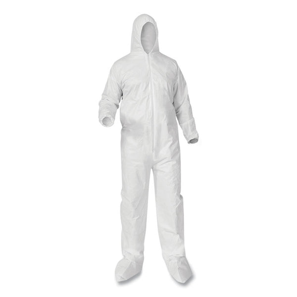 KleenGuard™ A35 Liquid and Particle Protection Coveralls, Zipper Front, Hood/Boots, Elastic Wrists/Ankles, White, 3X-Large, 25/Carton (KCC38952)