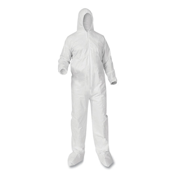 KleenGuard™ A35 Liquid and Particle Protection Coveralls, Zipper Front, Hood/Boots, Elastic Wrists/Ankles, White, 3X-Large, 25/Carton (KCC38952) Each