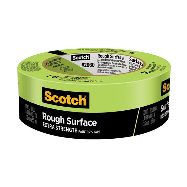 Scotch® Rough Surface Extra Strength Painter's Tape, 3" Core, 1.41" x 60.1 yds, Green (MMM206036AP)