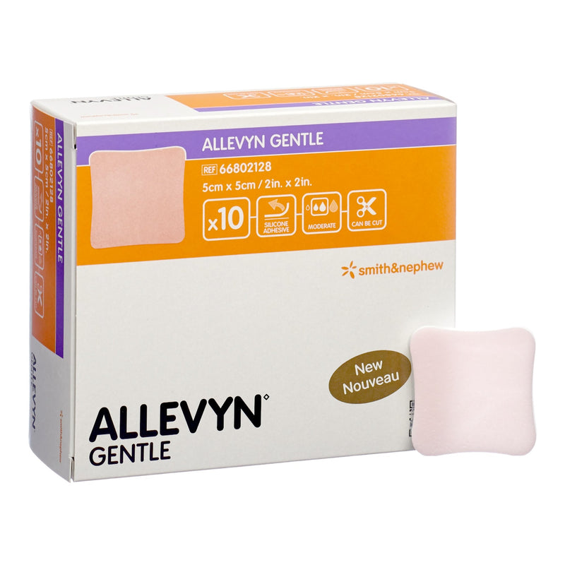 Allevyn Gentle Foam Dressing 2 X 2 Inch Without Border Film Backing Silicone Adhesive Square Sterile (1158718_BX) 10/BX