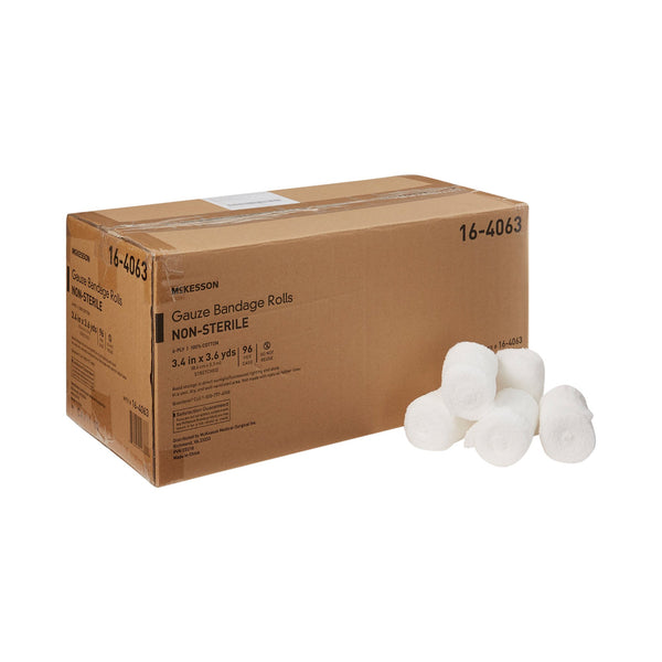 McKesson Fluff Bandage Roll 3-2/5 Inch X 3-3/5 Yard 6-Ply Roll Shape NonSterile 96 per Case (649420_EA) 1/EA