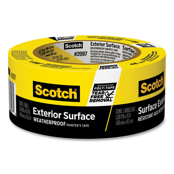 Scotch® Exterior Surface Weatherproof Painter's Tape, 1.88 x 45 yds, Yellow (MMM209748ECXS)