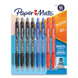 Papermate Profile Gel Pen, Retractable, Medium 0.7 mm, Assorted Ink and Barrel Colors, 8/Pack (PAP2097006) Each