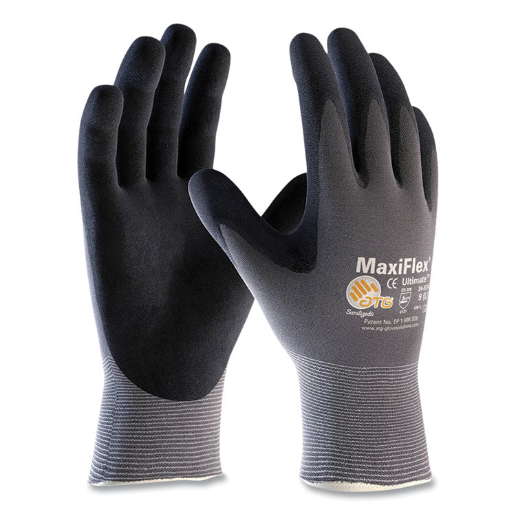 MaxiFlex® Ultimate Seamless Knit Nylon Gloves, Nitrile Coated MicroFoam Grip on Palm and Fingers, Small, Gray, 12 Pairs (PID34874S) 1 Dozen