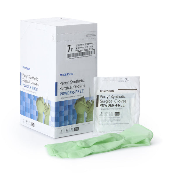 McKesson Perry® Performance Plus Surgical Glove Size 7.5 Sterile Polyisoprene Standard Cuff Length Smooth Green Chemo Tested (1044723_PR) 1/PR