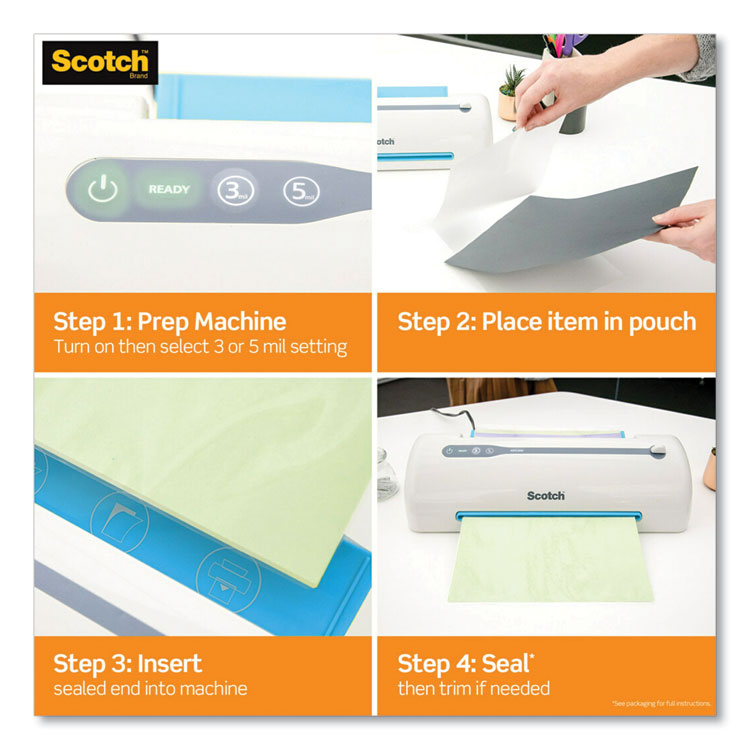 Scotch™ Laminating Pouches, 5 mil, 3.75" x 2.38", Gloss Clear, 20/Pack (MMMTP585120)