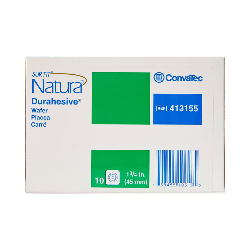 Sur-Fit Natura® Ostomy Barrier Trim to Fit, Extended Wear Durahesive® Without Tape 45 mm Flange Hydrocolloid 1 to 1-1/4 Inch Opening 4 X 4 Inch (461910_BX) 10/BX