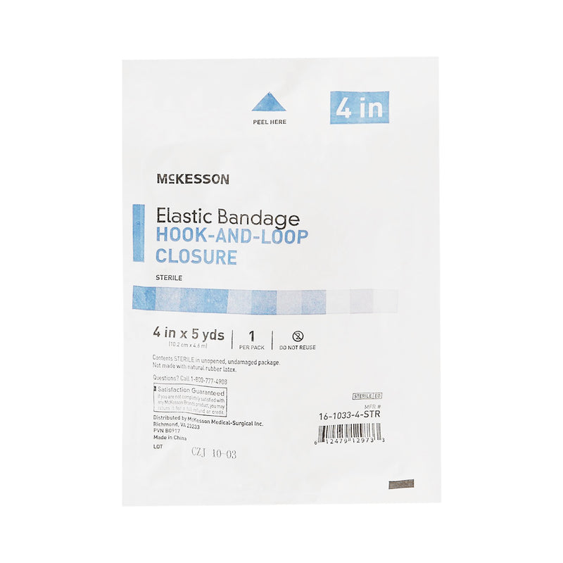 McKesson Elastic Bandage 4 Inch X 5 Yard Single Hook and Loop Closure Tan Sterile Standard Compression (471793_CS) 36/CS