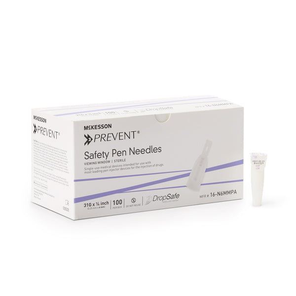 McKesson Prevent® Safety Insulin Pen Needle 31 Gauge 6 mm Length Automatic Safety with Manual Back-End Shield (1118151_CS) 2000/CS