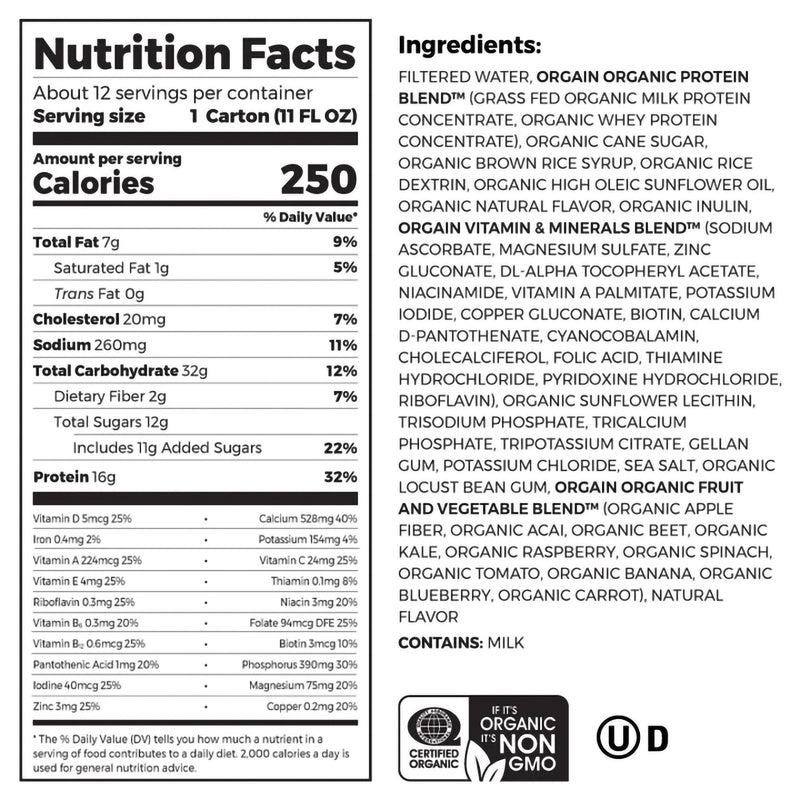 Orgain® Organic Nutritional Shake Oral Supplement Sweet Vanilla Bean Flavor Liquid 11 oz. Carton (1039285_EA) 1/EA