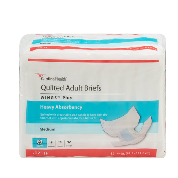 Wings™ Plus Quilted Unisex Adult Incontinence Brief Medium Disposable Heavy Absorbency (630819_BG) 1/BG