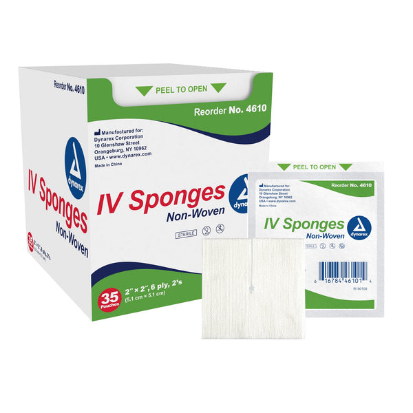 Dynarex® I.V. Sponge 2 X 2 Inch 6-Ply Sterile 2 per Pack (865437_CS) 20/CS