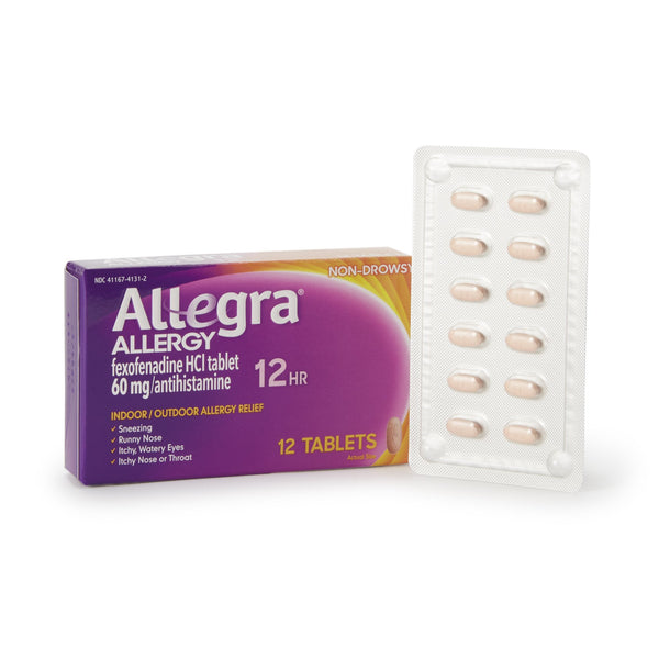 Allegra® Allergy Relief 60 mg Strength Tablet 12 per Box (767037_BX) 1/BX