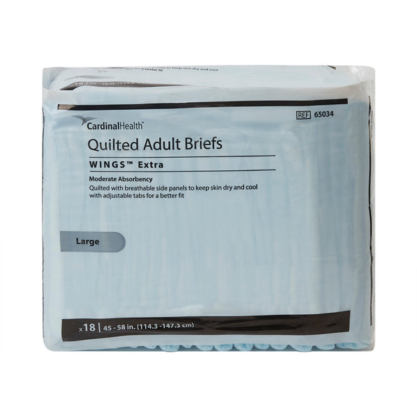Wings™ Extra Quilted Unisex Adult Incontinence Brief Large Disposable Moderate Absorbency (849690_BG) 18/BG