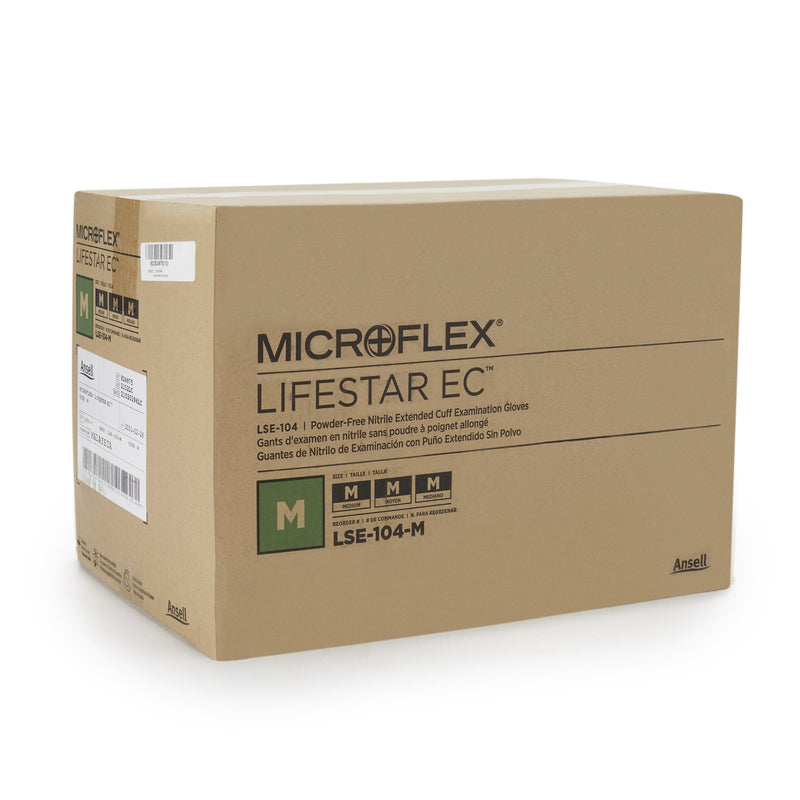 LifeStar™ EC Exam Glove Medium NonSterile Nitrile Extended Cuff Length Textured Fingertips White / Blue Fentanyl Tested (1086857_BX) 100/BX