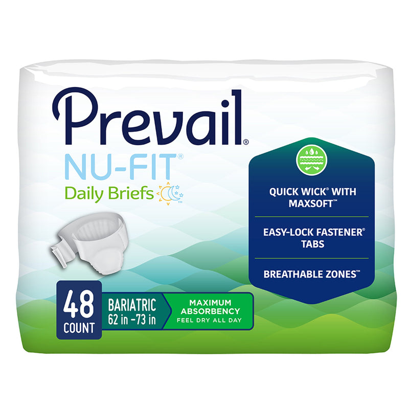 Prevail® Nu-Fit® Unisex Adult Incontinence Brief 2X-Large Disposable Heavy Absorbency (832021_BG) 12/BG