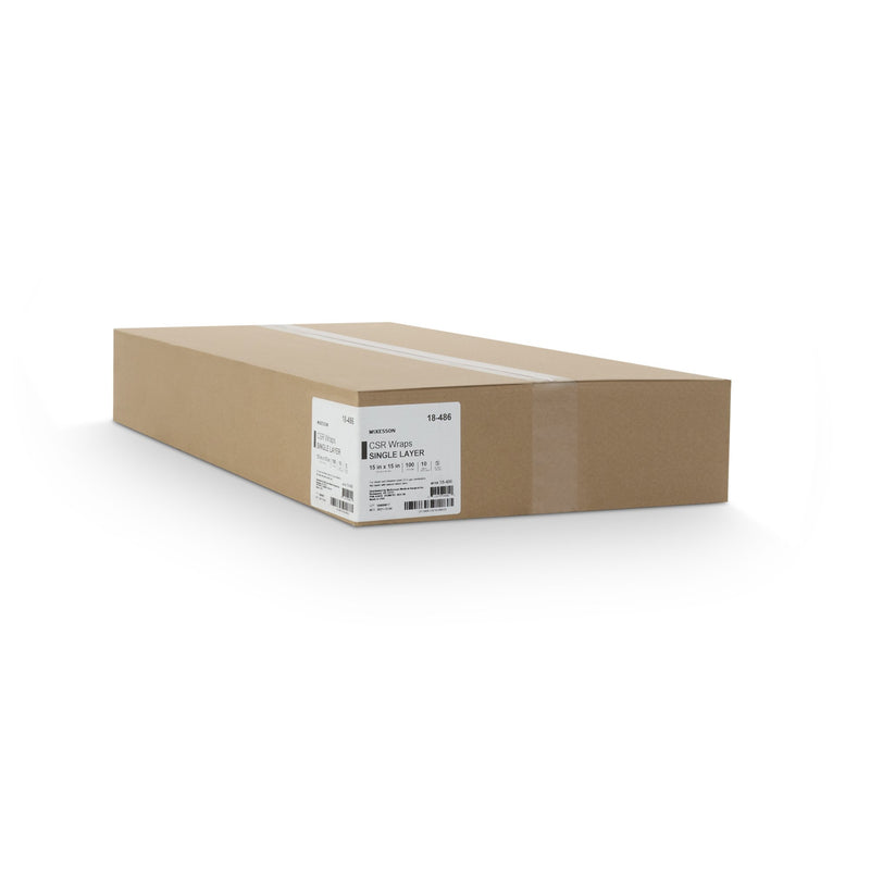 McKesson Sterilization Wrap Blue 15 X 15 Inch Single Layer Cellulose Steam / EO Gas (1156117_BX) 1/BX