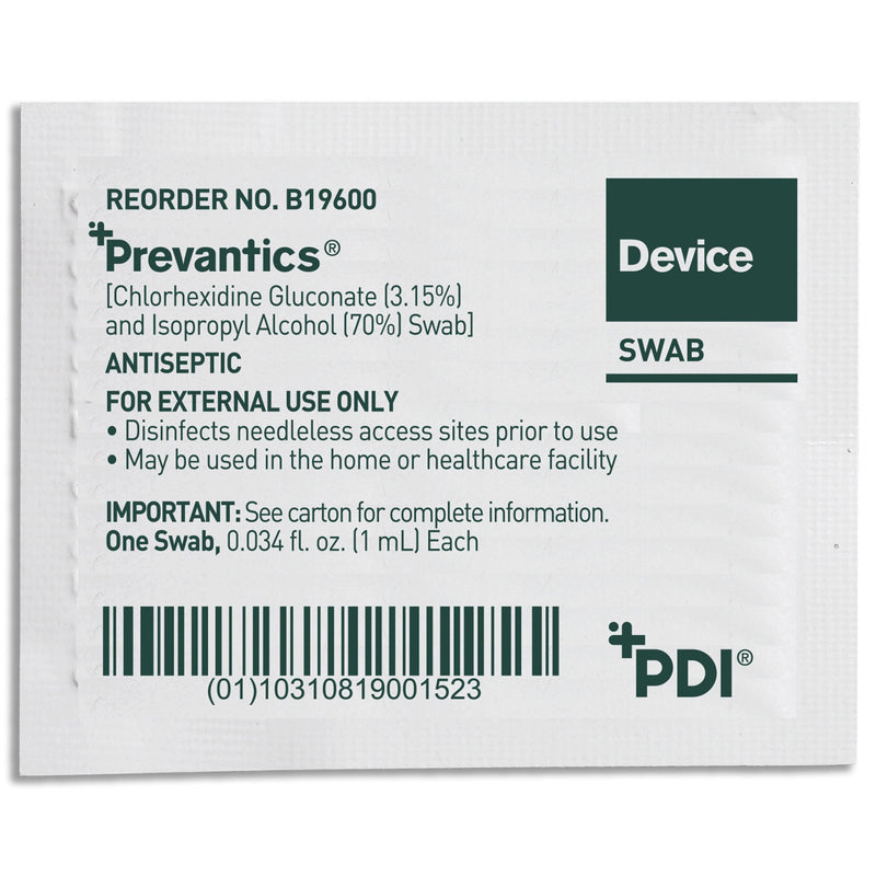 Prevantics® Device Swab 3.15% / 70% Strength CHG (Chlorhexidine Gluconate) / Isopropyl Alcohol Individual Packet NonSterile (959981_CS) 1000/CS