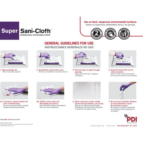 Super Sani-Cloth® Surface Disinfectant Cleaner Premoistened Germicidal Manual Pull Wipe 80 Count Soft Pack Alcohol Scent NonSterile (1186308_PK) 1/PK