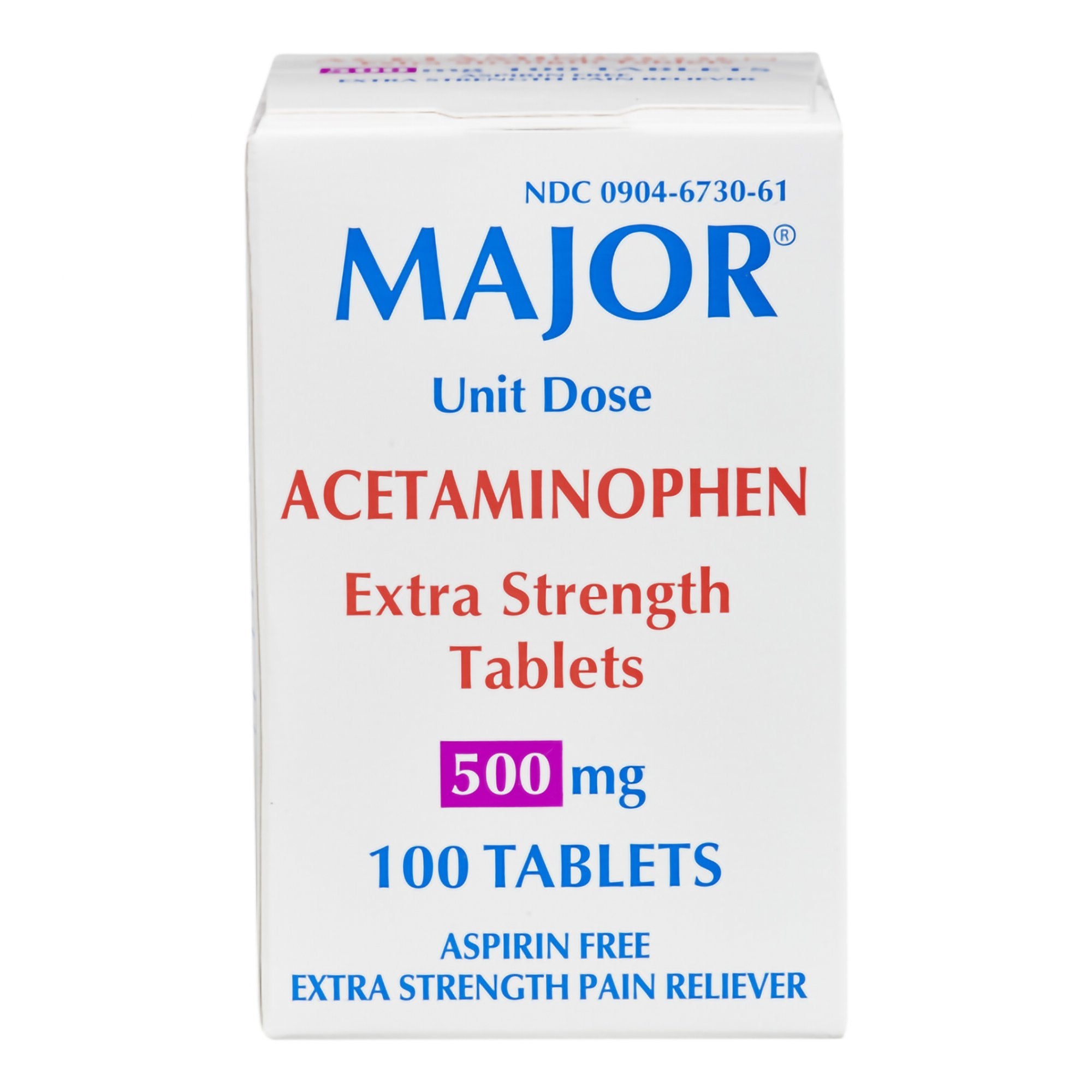 Major® Pain Relief 500 mg Strength Acetaminophen Unit Dose Tablet 100 ...