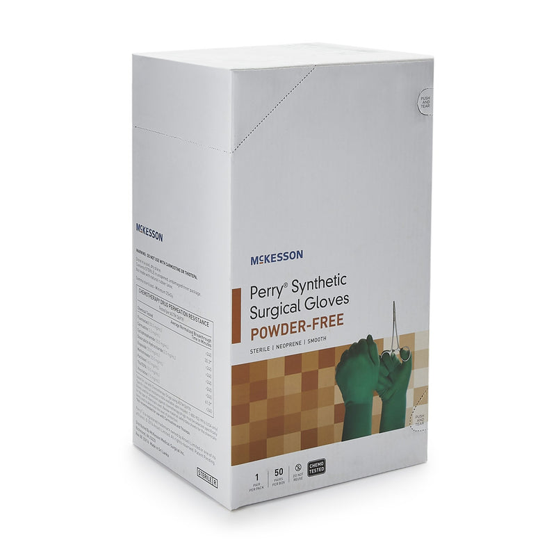 McKesson Perry® Performance Plus Surgical Glove Size 7.5 Sterile Polychloroprene Standard Cuff Length Smooth Dark Green Chemo Tested (1044739_BX) 50/BX