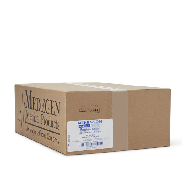 McKesson Biohazard Waste Bag Biohazard Symbol / Infectious Waste 30 to 33 gal. Red 31 X 41 Inch (174735_CS) 250/CS