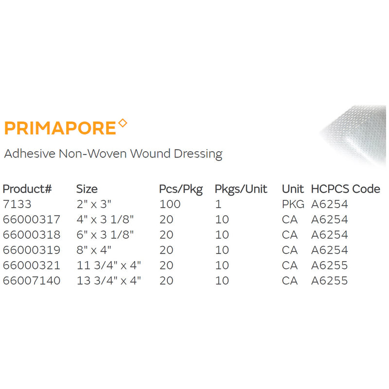 Primapore Island Dressing 4 X 8 Inch Rectangle Sterile Film Backing (365460_EA) 1/EA