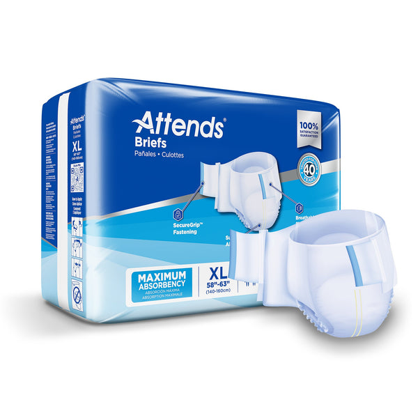 Attends® Unisex Incontinence Brief X-Large Disposable Heavy Absorbency (959160_CS) 60/CS