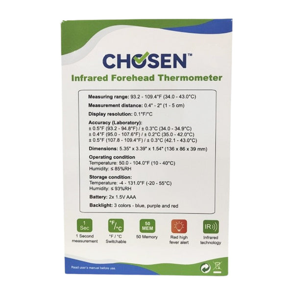 Chosen™ Non-Contact Skin Surface Thermometer Infrared Skin Probe Handheld (1249931_EA) 1/EA