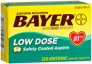 Bayer® Pain Relief 81 mg Strength Aspirin Tablet 120 per Box (1050108_BX) 120/BX