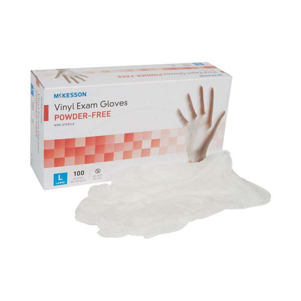 McKesson Exam Glove Large NonSterile Vinyl Standard Cuff Length Smooth Clear Not Rated (354440_BX) 100/BX