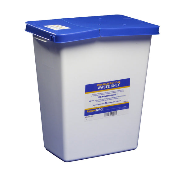 PharmaSafety™ Pharmaceutical Waste Container White Base 17-3/4 H X 11 W X 15-1/2 D Inch Vertical Entry 8 Gallon (419175_CS) 10/CS