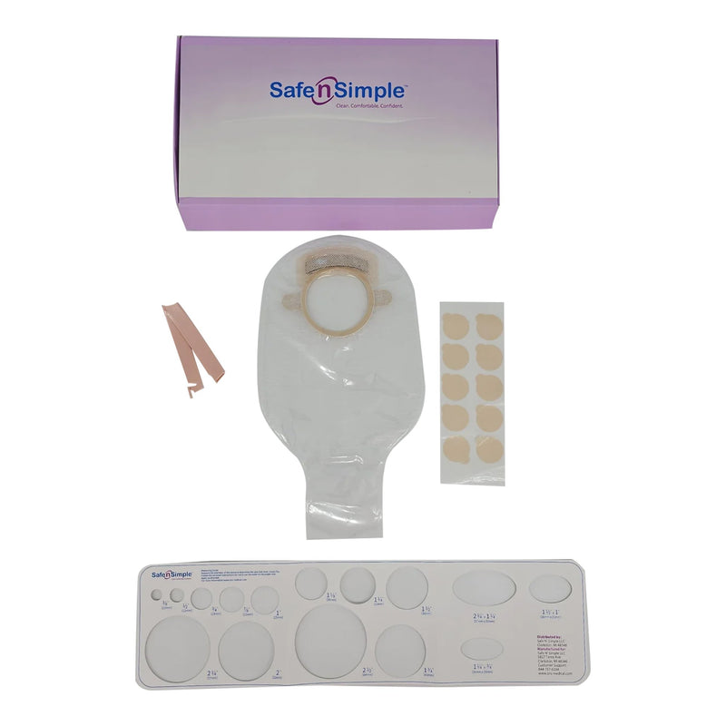 Safe n Simple™ Ostomy Pouch Two-Piece System 12 Inch Length Without Barrier Drainable (1242507_BX) 10/BX