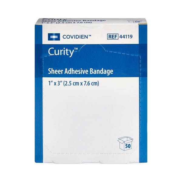 Curity™ Adhesive Strip 1 X 3 Inch Plastic Rectangle Sheer Sterile (915648_CS) 3600/CS