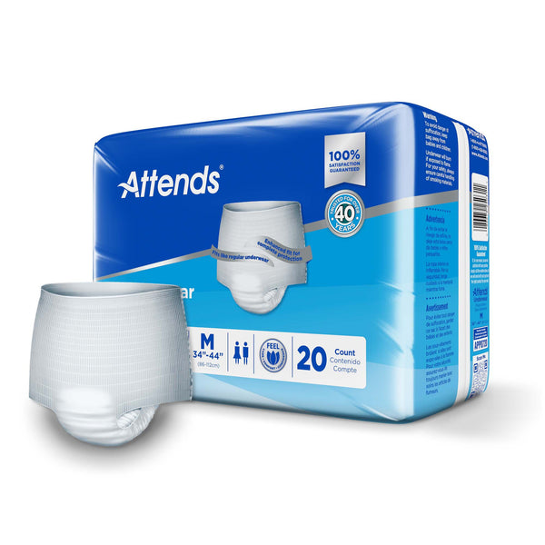 Attends® Unisex Adult Absorbent Underwear Pull On with Tear Away Seams Medium Disposable Heavy Absorbency (848957_CS) 4/CS