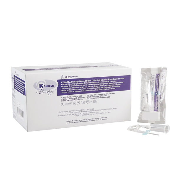 K-Shield® Advantage Blood Collection Set with Holder 21 Gauge 3/4 Inch Needle Length Safety Needle 12 Inch Tubing Sterile (873721_CS) 100/CS